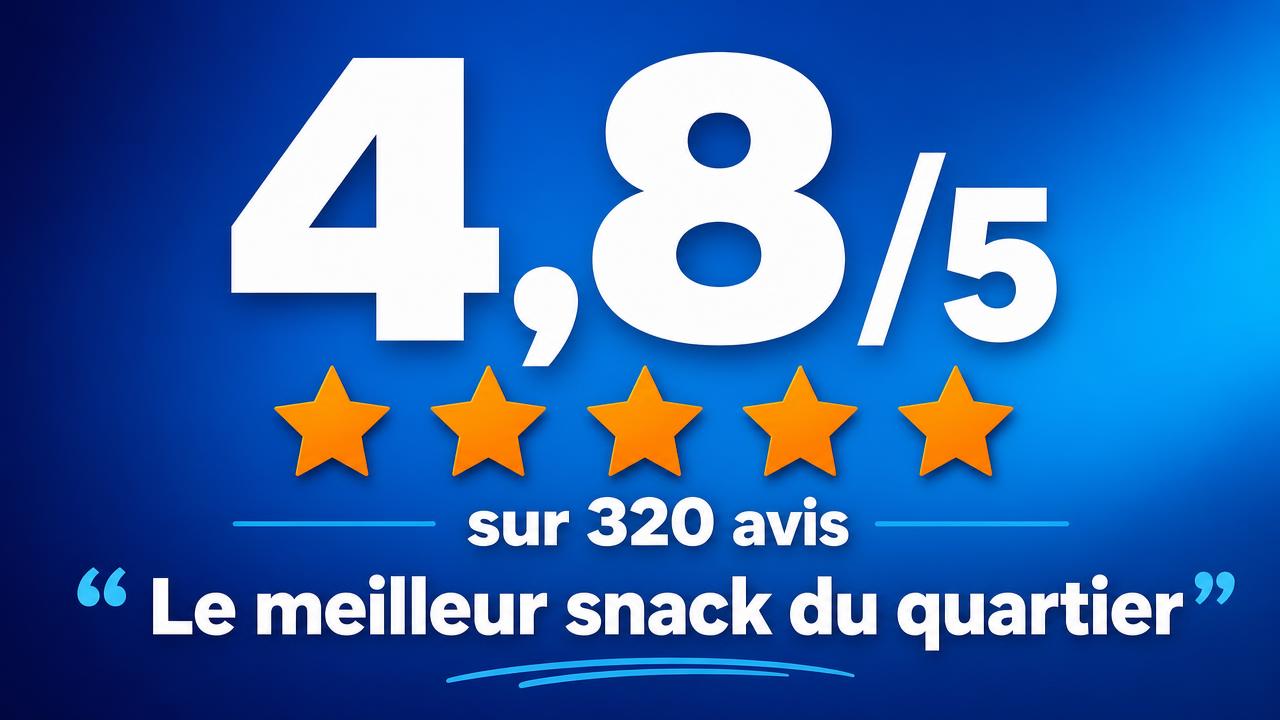 Exemple d'affiche pour écran : Avis clients · note 4,8/5