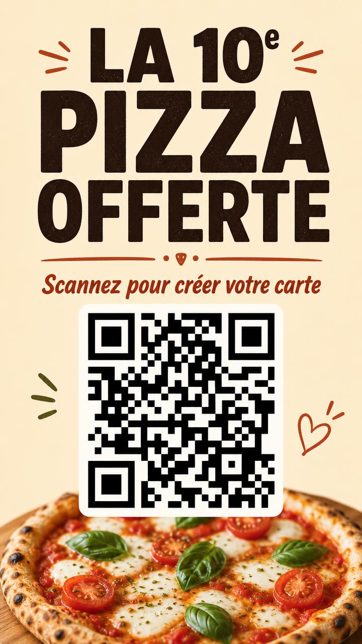 Exemple d'affiche pour écran : Fidélité · la 10e pizza offerte