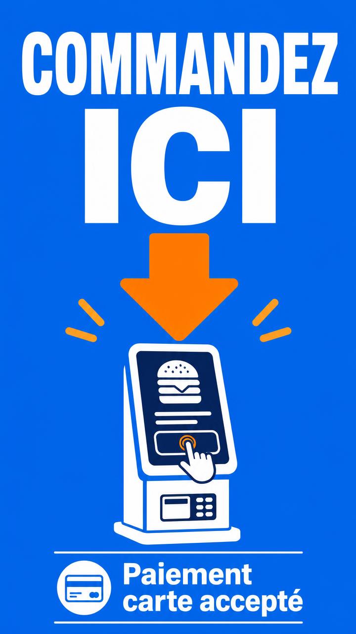 Exemple d'affiche pour écran : Borne · commandez ici
