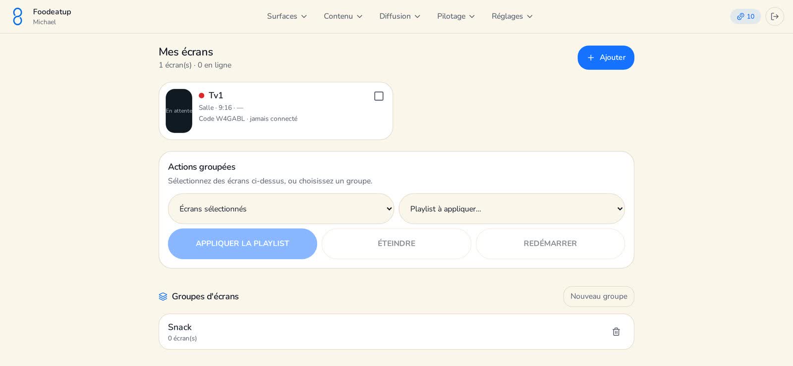 Capture de l'écran : Ajouter et appairer un écran