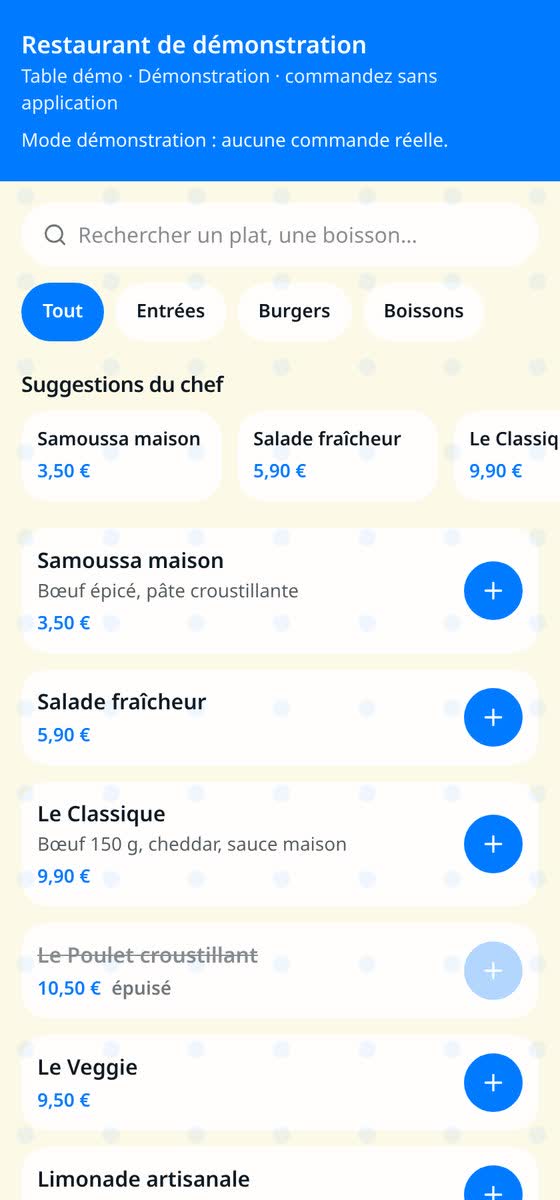 Capture de l'écran : Générer les QR de table et le menu digital
