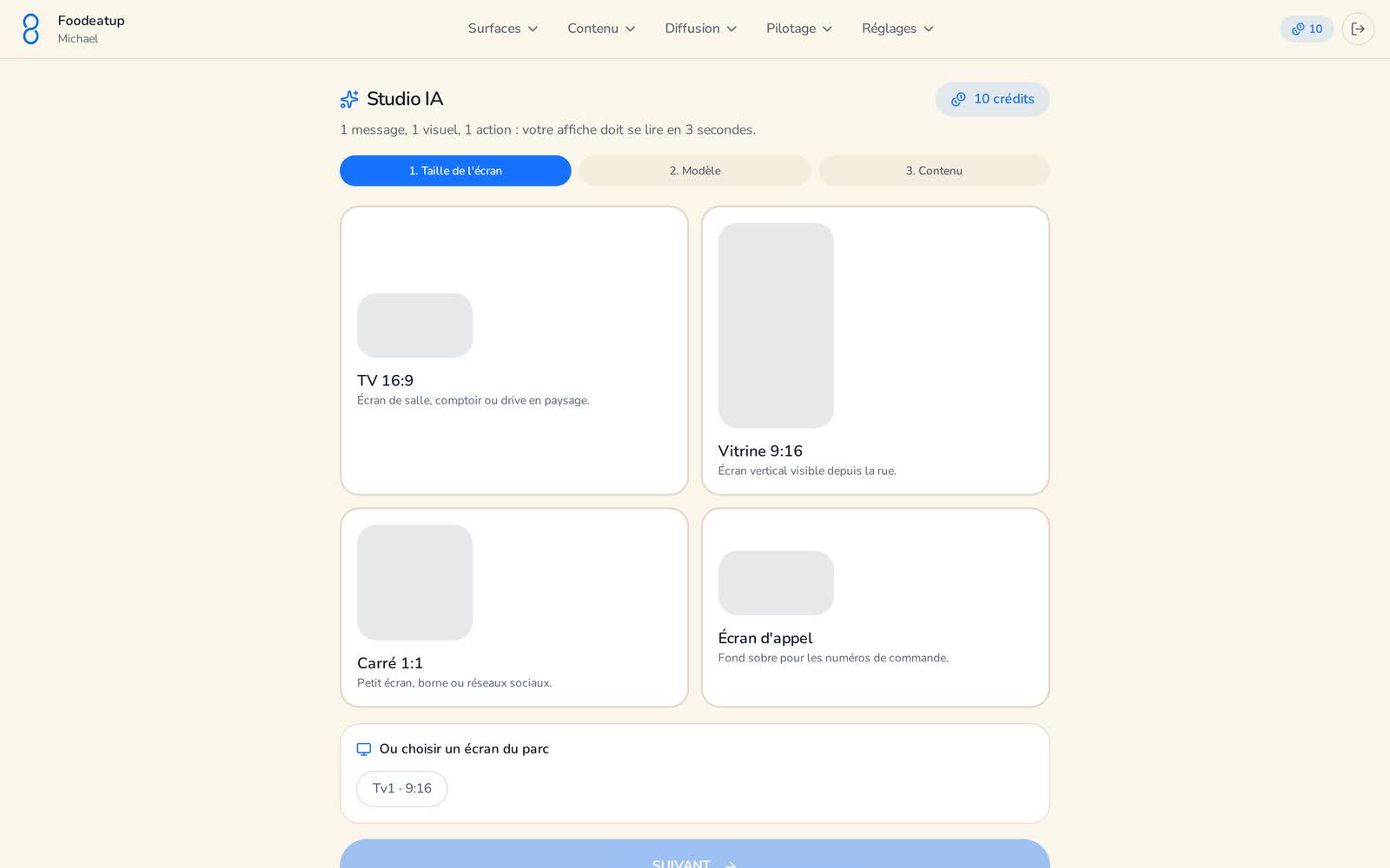 Capture de l'écran : Créer une affiche avec le Studio IA